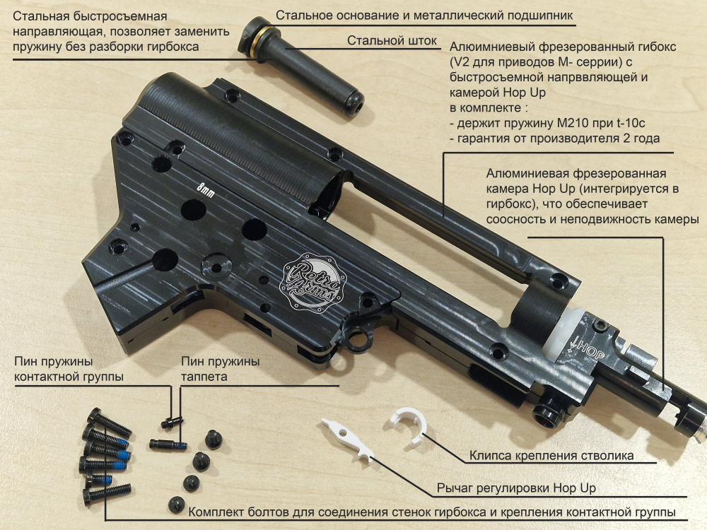 Купить RETRO ARMS 7567 CNC Split Gearbox V2 2025 with int. Hop Up