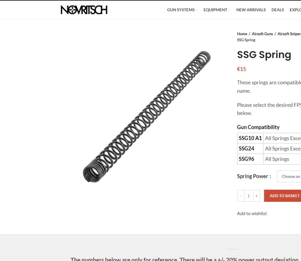 Novritsch 13MM SPRING M130 142MS 465FPS 0 2G